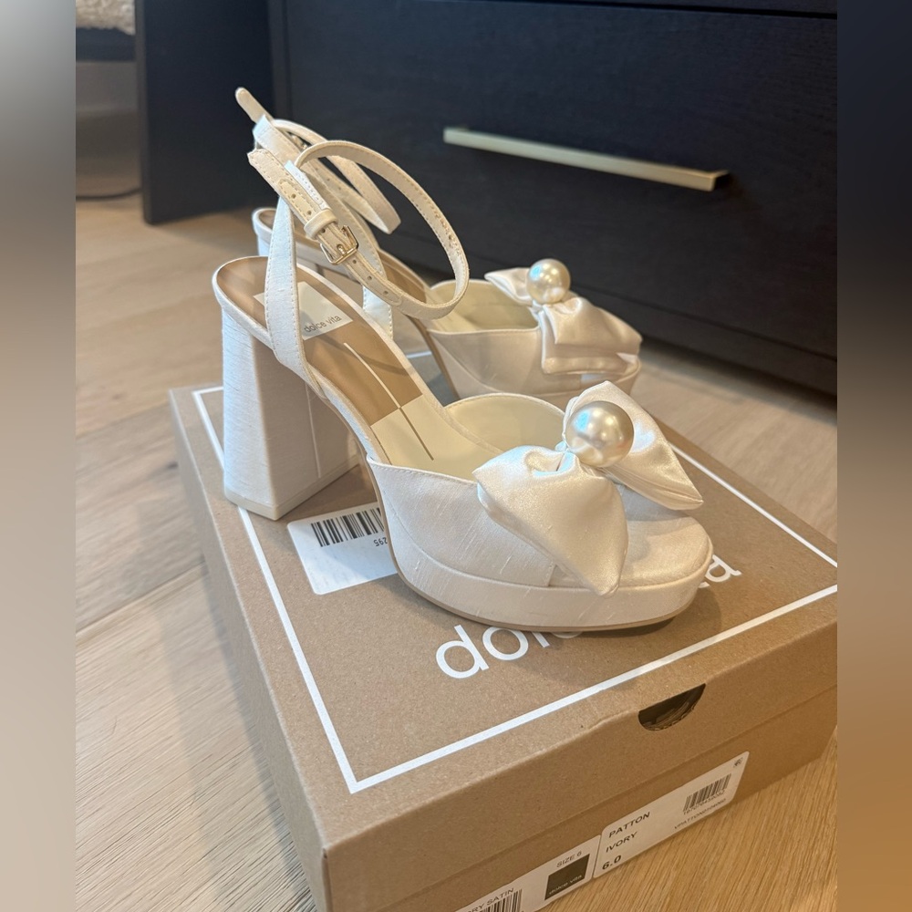 Dolce Vita Ivory Satin “Patton” heels